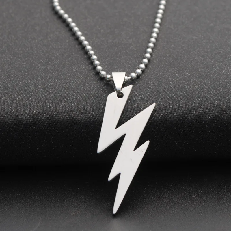 

1 Stainless Steel Flash Lightning Symbol Necklace Movie Character Superhero Natural Weather Lightning Sign Necklace Jewelry