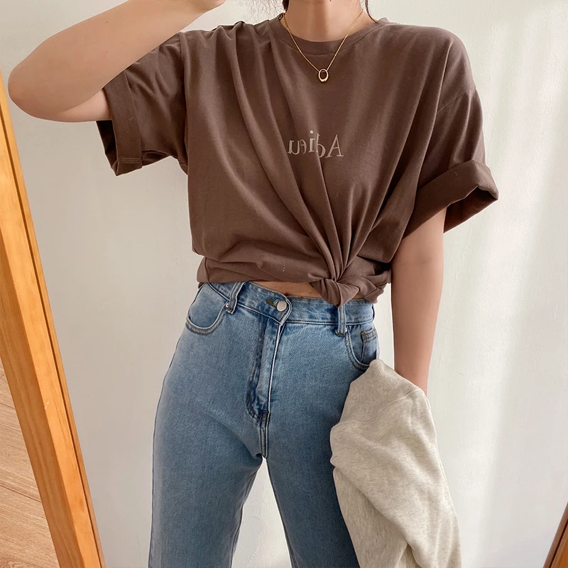 

JCHB 2021 Korean Style Top Female Short Sleeve T-shirt Casual Tshirts Cotton Women Clothing Summer Camisetas De Mujer Pph3991