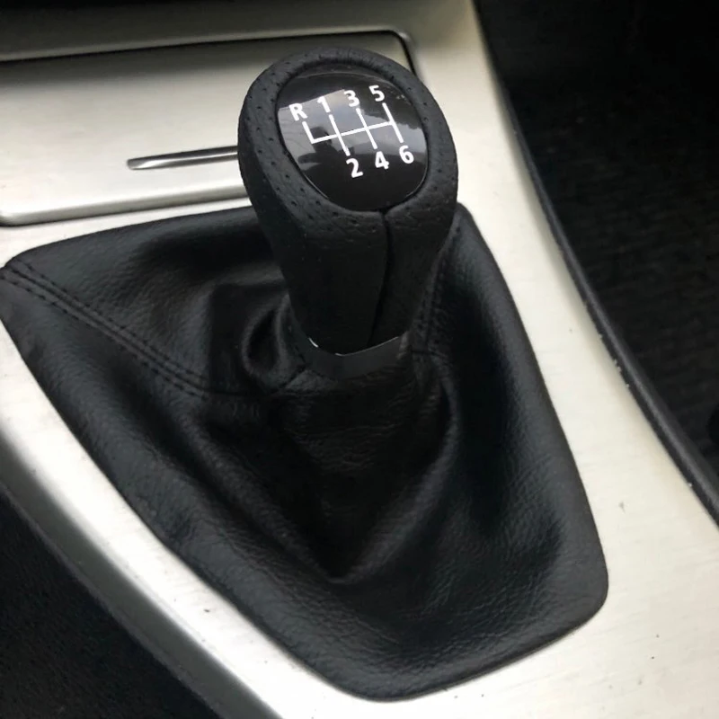 Car Gear Shift Knob 5 Speed 6 Speed Fit For BMW E90 E91 E92 LHD Manual Gearbox Handle Lever Stick With PU Leather Boot