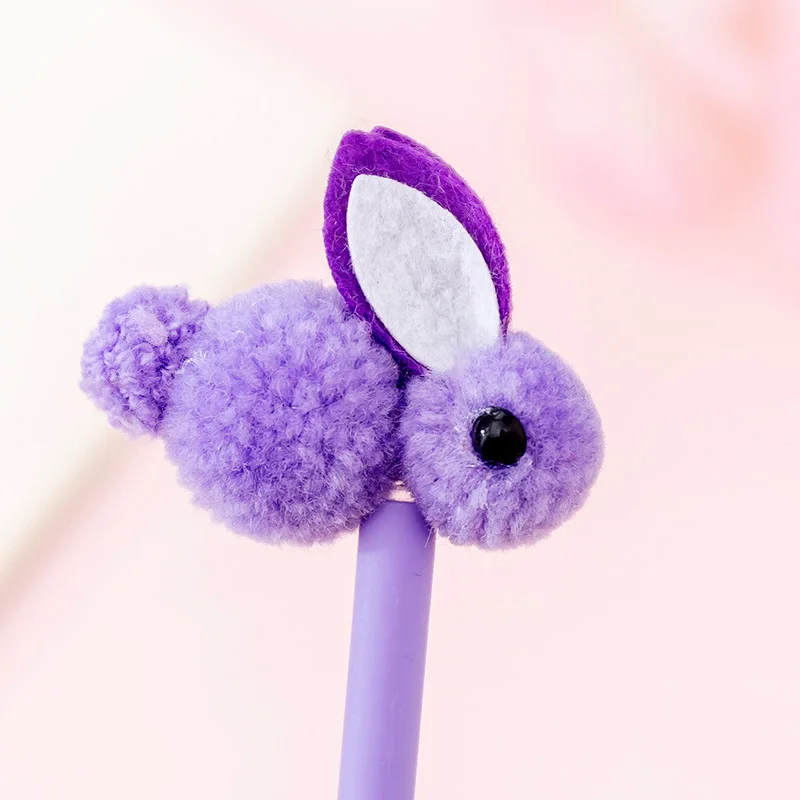 purple Гелевая ручка Kawaii, Корея, креативная, плюшевая, с ушками кролика, гелевая ручка, милый кролик, ручка для подписи, кавайные канцелярские школьные принадлежности, обратно в школу - Цвет: purple