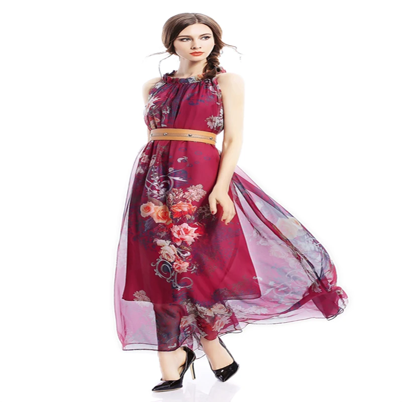 Женское шифоновое платье-макси с цветочным принтом в стиле бохо | Женская одежда