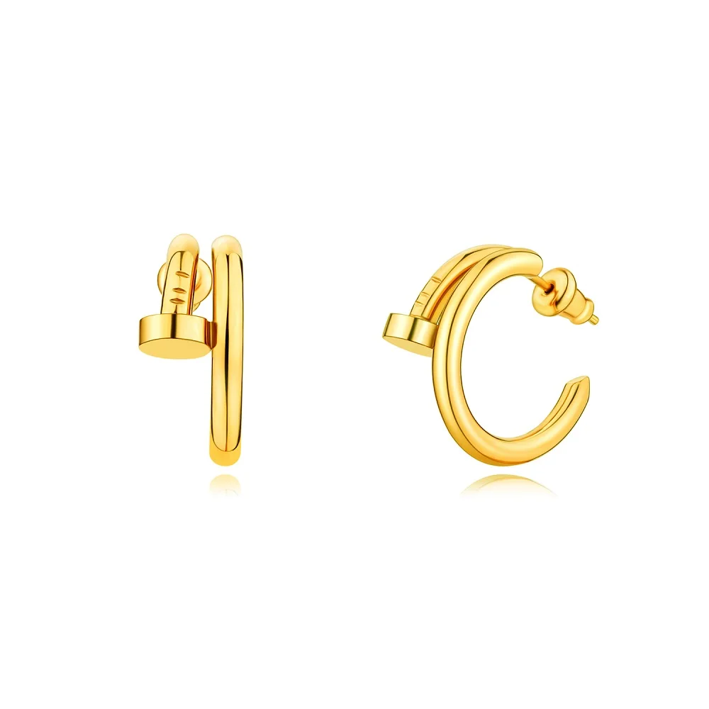 SUPERWEAR серьги из титановой стали серебро розовое желтое золото цвет маленькая серьга-кольцо для женщин роскошный бренд Модные ювелирные изделия - Окраска металла: Yellow Gold Earrings