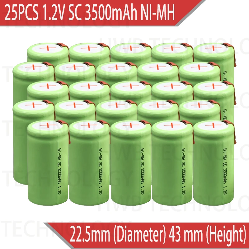 25 Упак. 1 2 V SC 3500mAh Ni MH аккумуляторные батареи электрические
