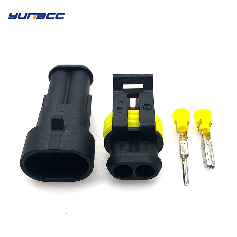 

5 Sets Superseal 2 Pin AMP Tyco TE Female Male Waterproof Electrical Wire Cable Automotive Connector Plug 282080-1 282104-1