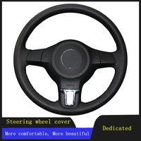 car steering wheel cover braid wearable genuine leather for volkswagen golf 6 mk6 vw polo mk5 2010 2011 2012 2013