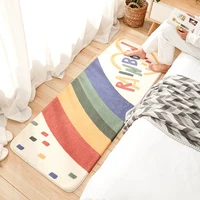 home bedroom long strip carpet cartoon rainbow childrens room kawaii furry cute rug living room entrance non slip doormat