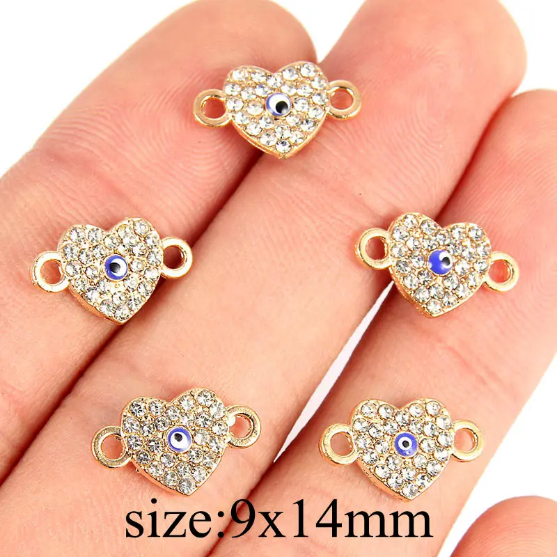 Style 5 10 шт. посеребренные цветные браслеты в форме сердца для изготовления ожерелья и браслетов в подарок модные ювелирные изделия из кристаллов - Цвет: Style 5