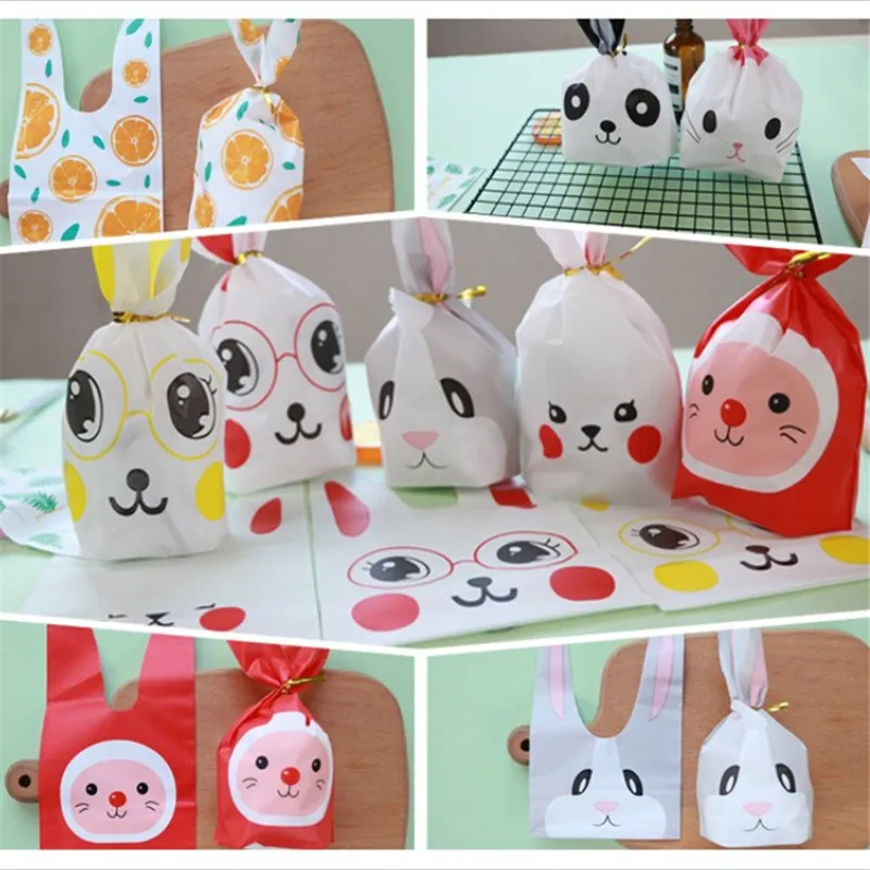 50 шт./упак. милые мешки для конфет в форме кролика упаковка печенья виде