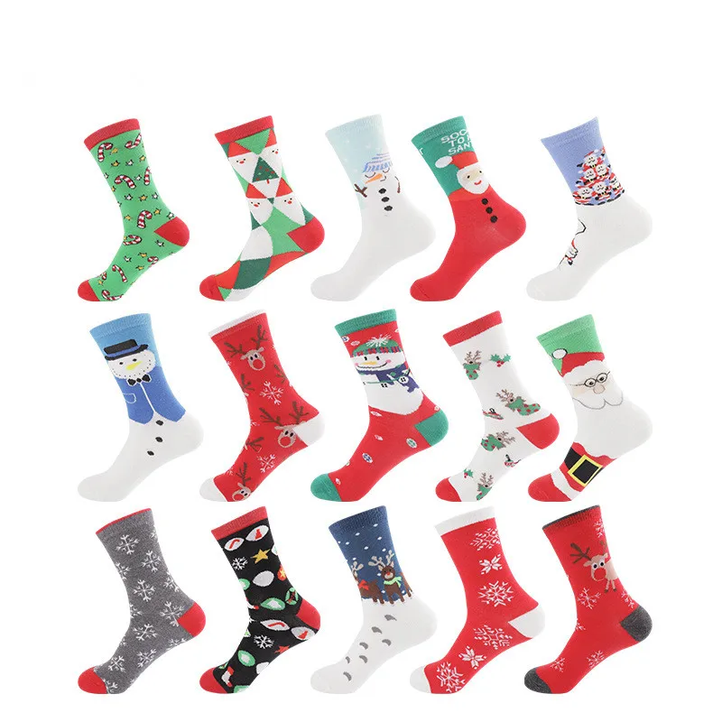 

Рождественские носки для мужчин и женщин, подарок Санты, лось, праздничные печенье, снег, с Новым годом, смешные носки из хлопка
