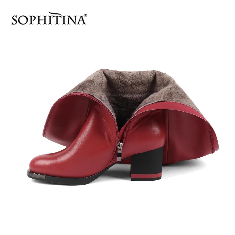 SOPHITINA/Зимние женские сапоги. Модные дизайнерские сапожки высокого качества из