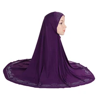 long prayer hijab robe headscarf for women muslim 1piece instant hijab cap hat amira with rhinestone islam wrap headwear pull on