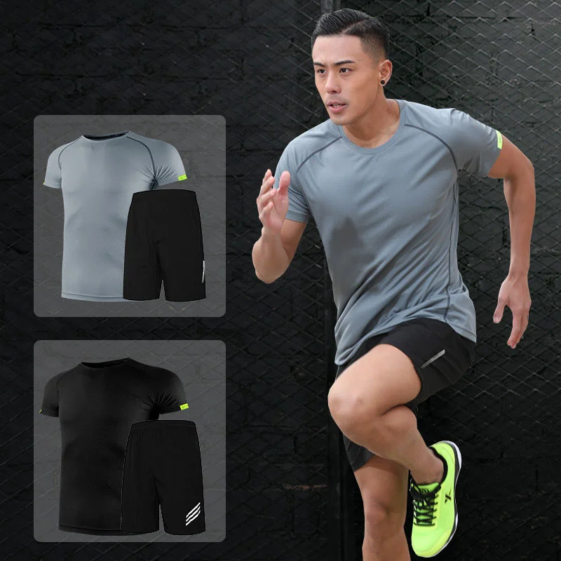 Short sleeve quick drying sports T-shirt suitable for running football basketball and tennis |