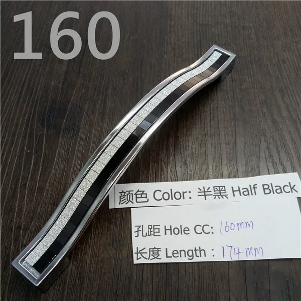Half Black CC 160mm Кристальная ручка с отверстием CC 96 мм/128 мм серебристо-цветная кристальная Мебельная ручка для шкафа Ручка для выдвижных ящиков дверная ручка кухонная ручка - Цвет: Half Black CC 160mm