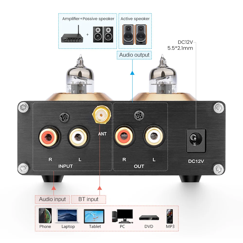 AIYIMA 5 0 Bluetooth 6J1 ламповый предусилитель усилитель HiFi Стерео AUX APTX с высокими басами