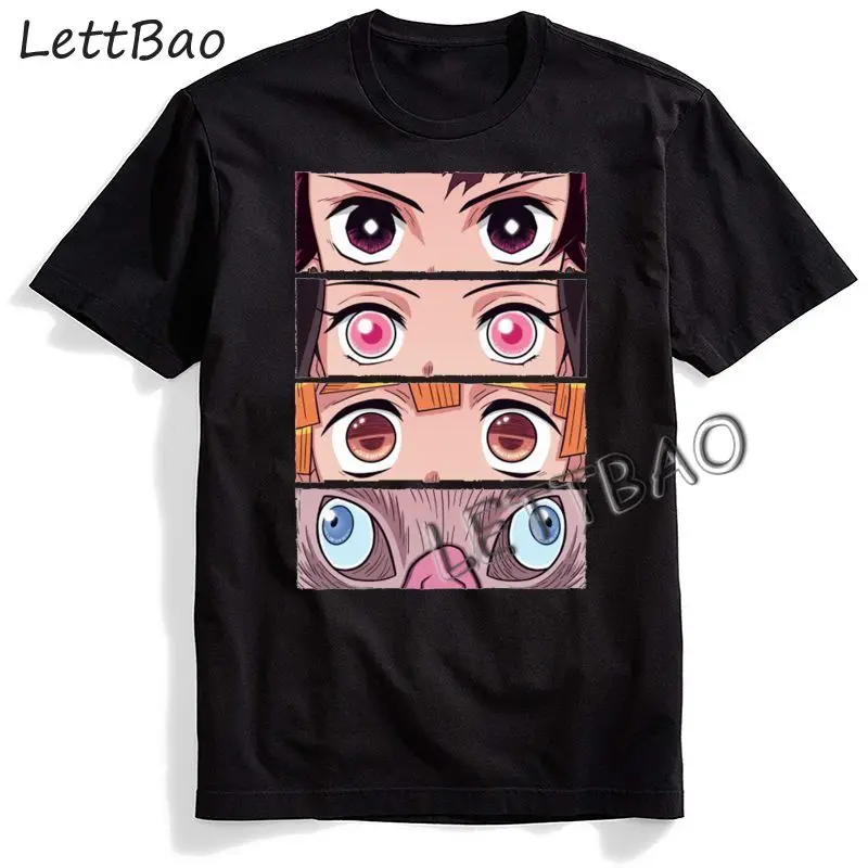 

Demon Slayer Kimetsu no Yaiba funny anime Eyes tshirt Men New Black Casual T Shirt Unisex manga Demon Slayer streetwear Tee