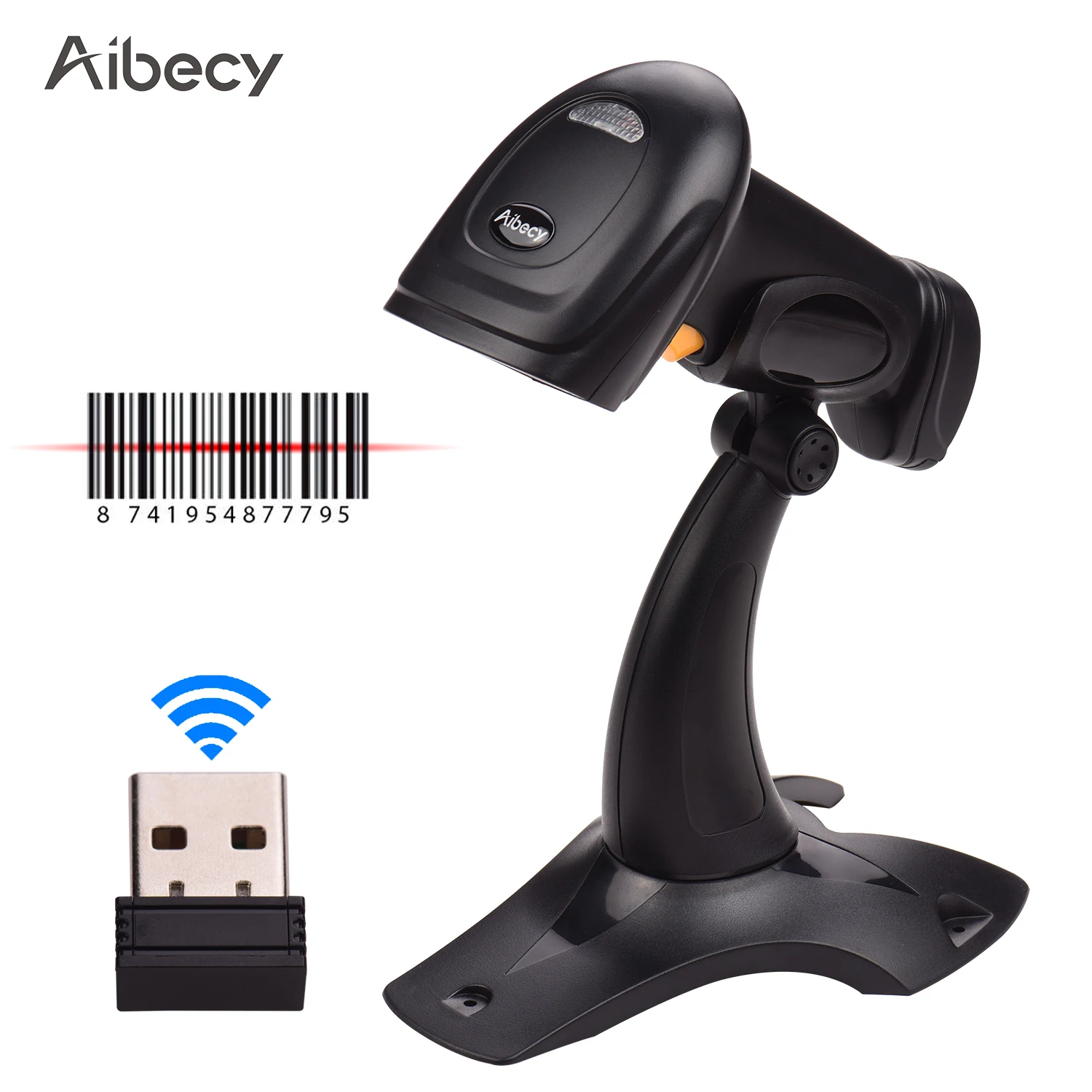 Беспроводной Ручной 1D сканер штрих кода Aibecy 2 4G с USB кабелем|Сканеры| |