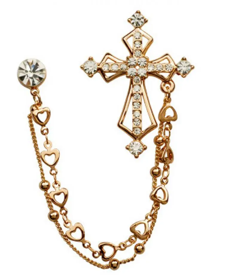 Корейский Британский Стиль Корона птица брошь в виде креста костюм тассель цепь