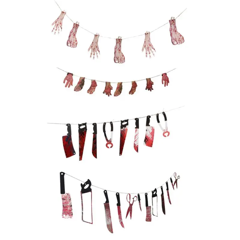 

Halloween Decor Scary Bloody Weapon Garland Banner Decorations Halloween Party Decorations Supplies Scary Bloody Weapon Garland