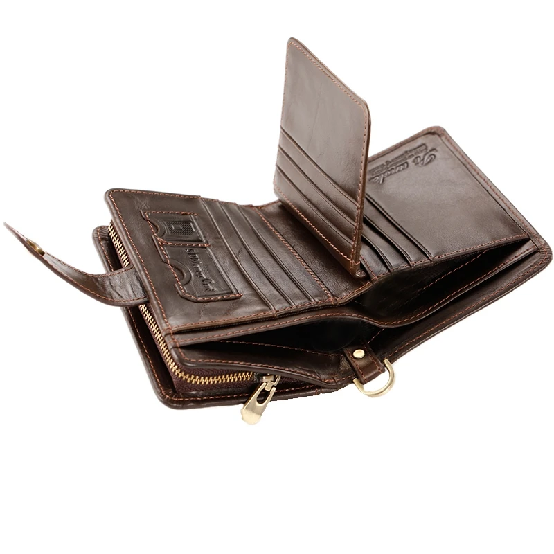 

Leather RFID Retro Wallet Men's Coin Bag Short Wallet Small Zipper Wallet with Card Holder