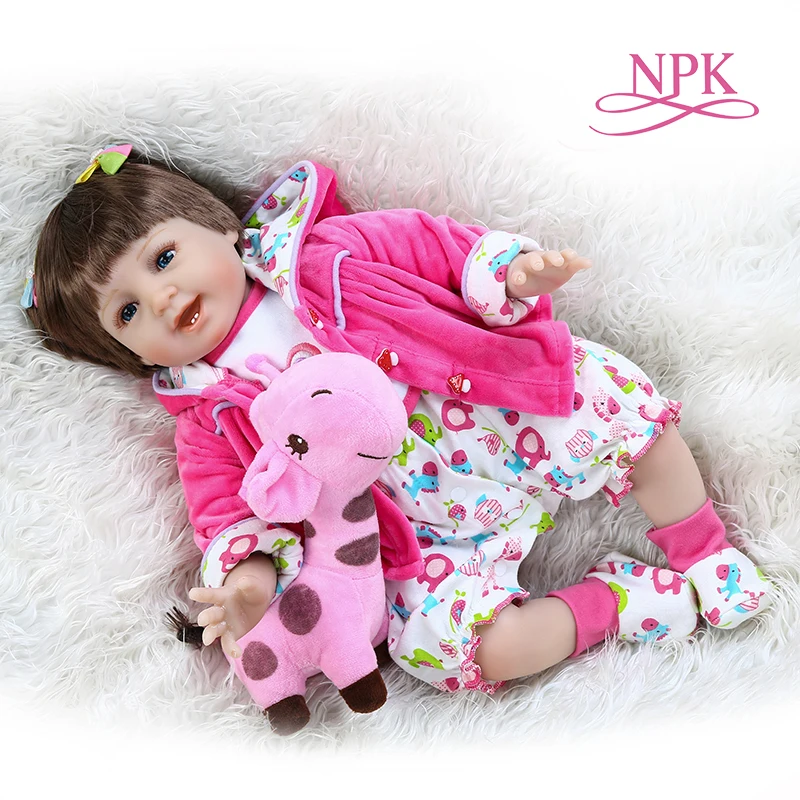 55 см Реалистичная кукла reborn baby girl с розовым платьем жирафа рождественский