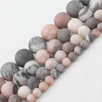 natural dull polish matte pink zebra jaspers stone beads round loose bead for jewelry making diy perles bracelet 4 6 8 10mm 15