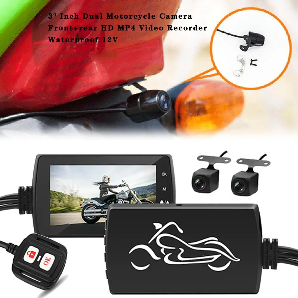 Мотоцикл dvr передний/задний двойной объектив с проводным управлением