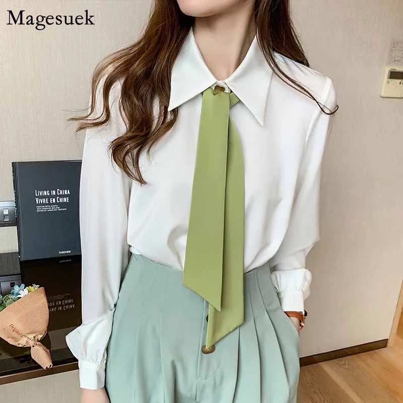 Fashion POLO Collar Office Lady Shirts Korean Loose Shirt 2020 Autumn Long Sleeve Shirts Womens Tops and Blouses Blusas 10560