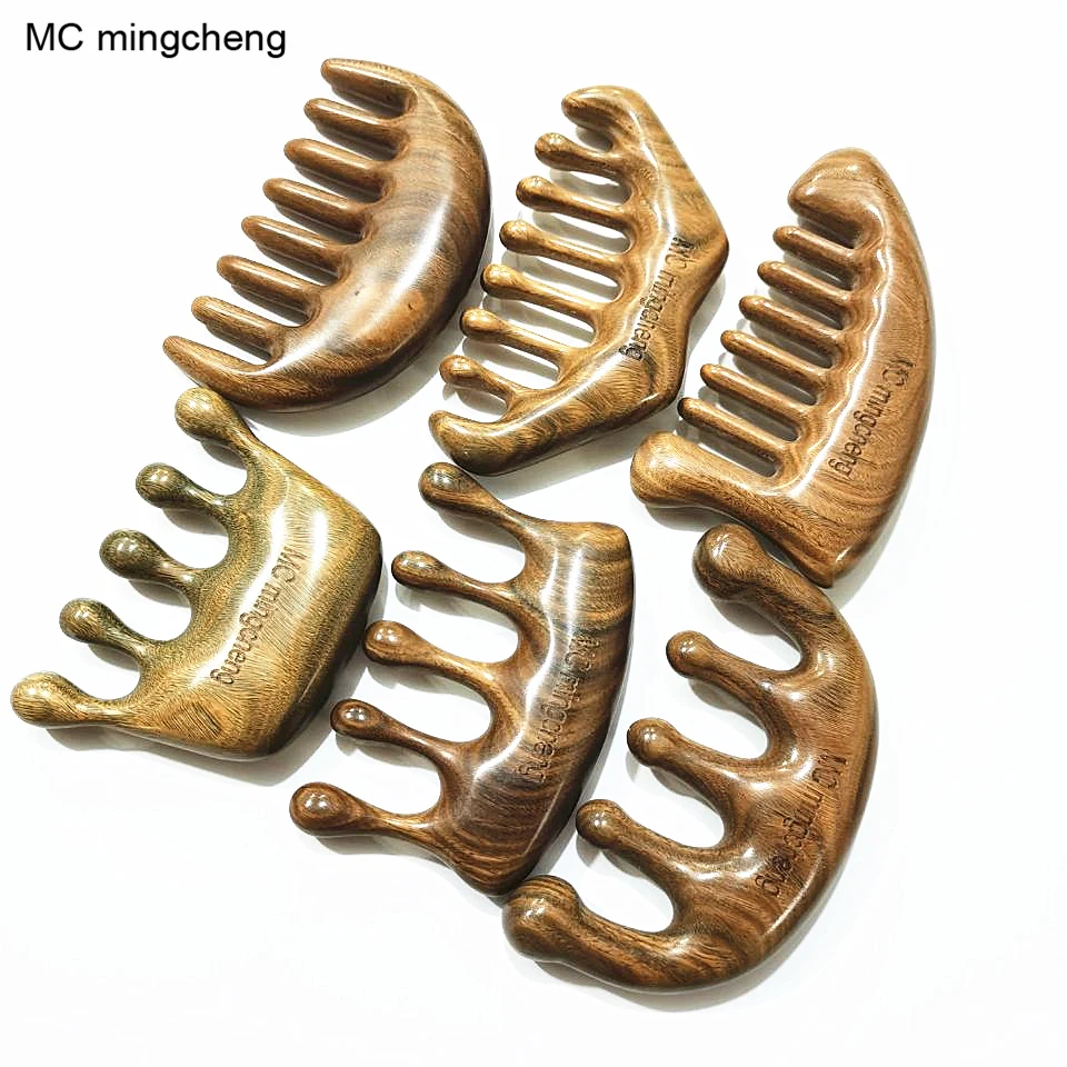 MC Новинка массажная Расческа с пятью зубами меридиан зеленый сандаловое дерево