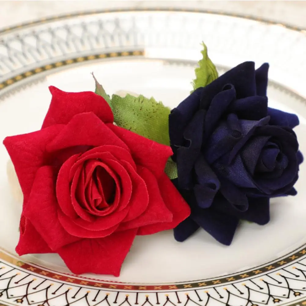6Pcs Napkin Rings Romantic Eye-catching Fabric Formal Occasions Serviette Buckles for Wedding Party Table Decoration - купить по