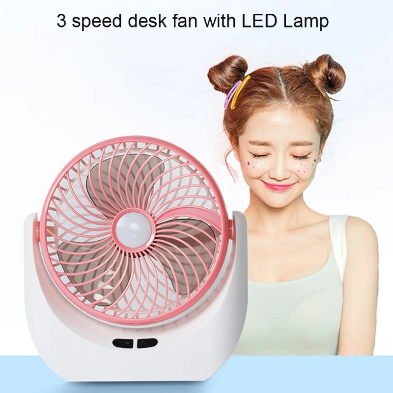 

USB Rechargeable 3 Speed Desk Camping Fan with LED Lantern 4000mAh Personal Fan for Bedroom Outdoors Home Office