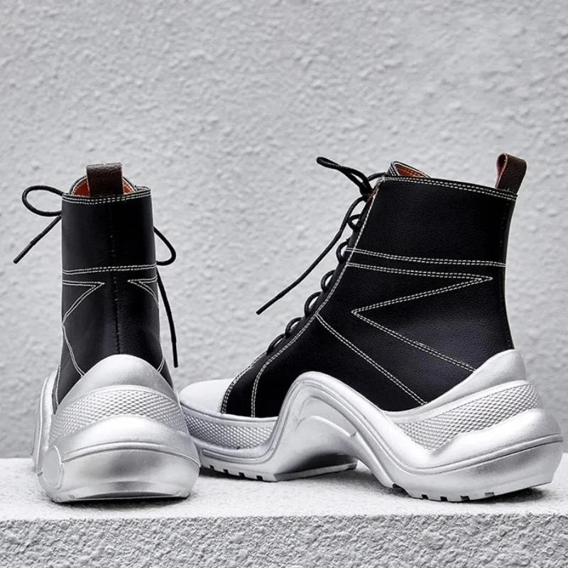 Женские брендовые дизайнерские уличные мотоциклетные ботинки на платформе и