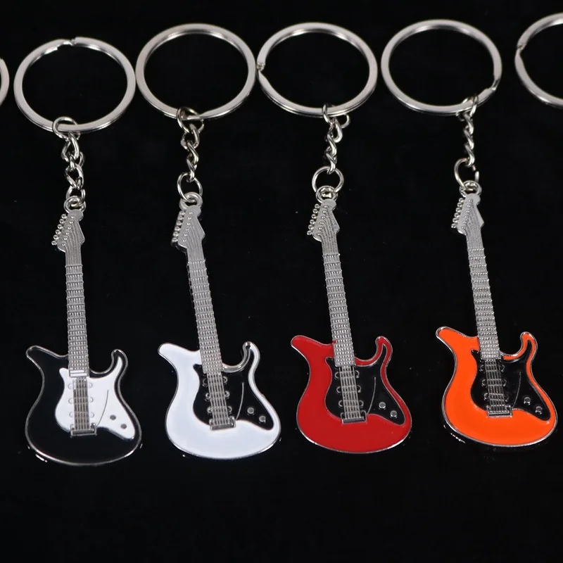 Мужские и женские Брелки для гитары Розовые синие красные черные брелки ключей