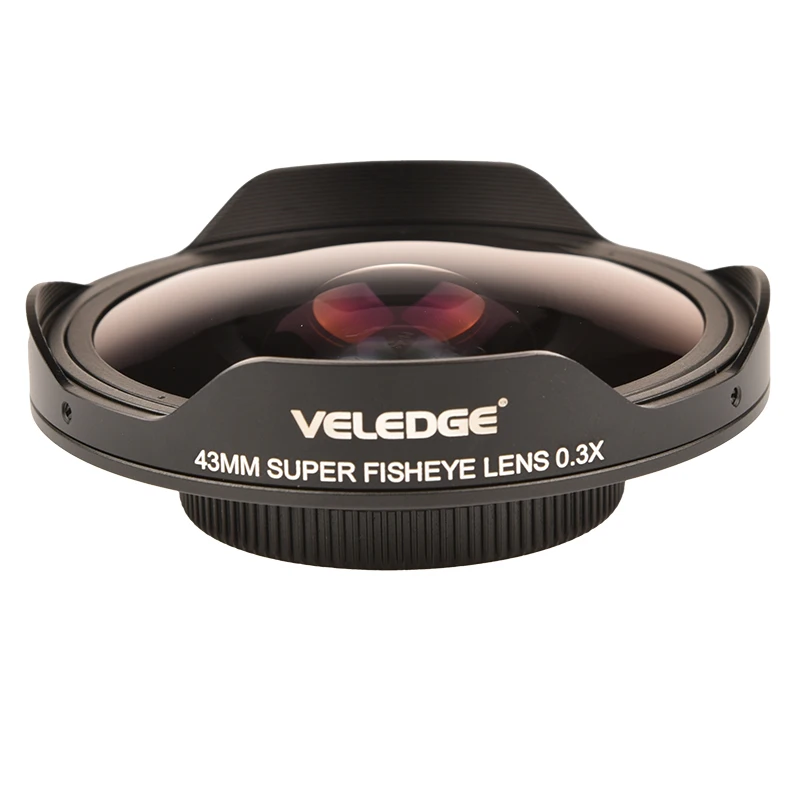VELEDGE 43MM / 37MM 0.3X Ultra Fisheye Wide Lens Adapter with Hood Only for Video Cameras Camcorders enlarge