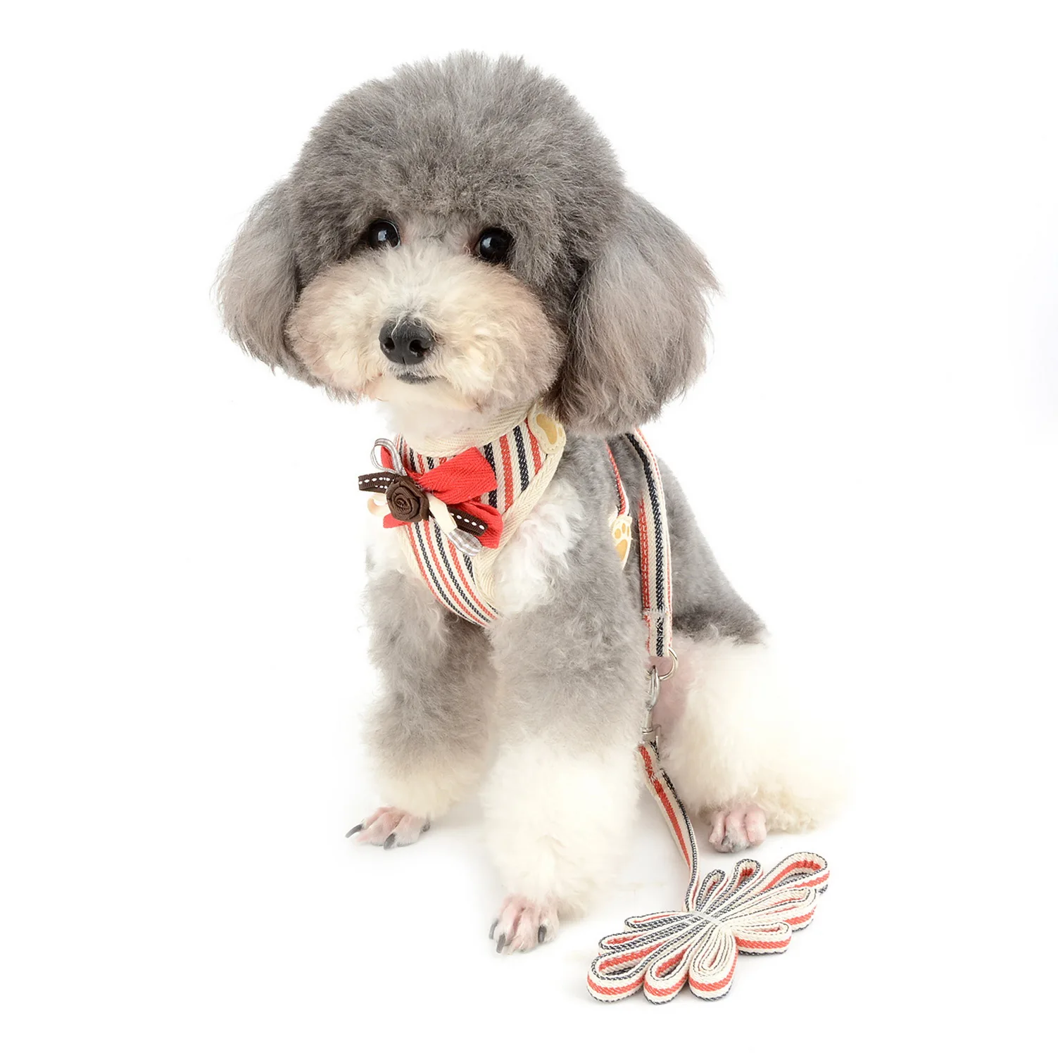 Бантик в полоску для девочек поводок маленьких собак кошек прогулок защищенный