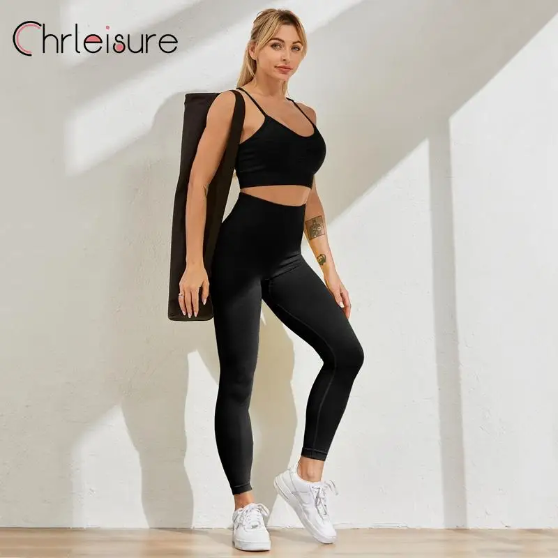 CHRLEISURE бесшовные тренажерный зал 3 предмета Комплект Для женщин Фитнес спортивные