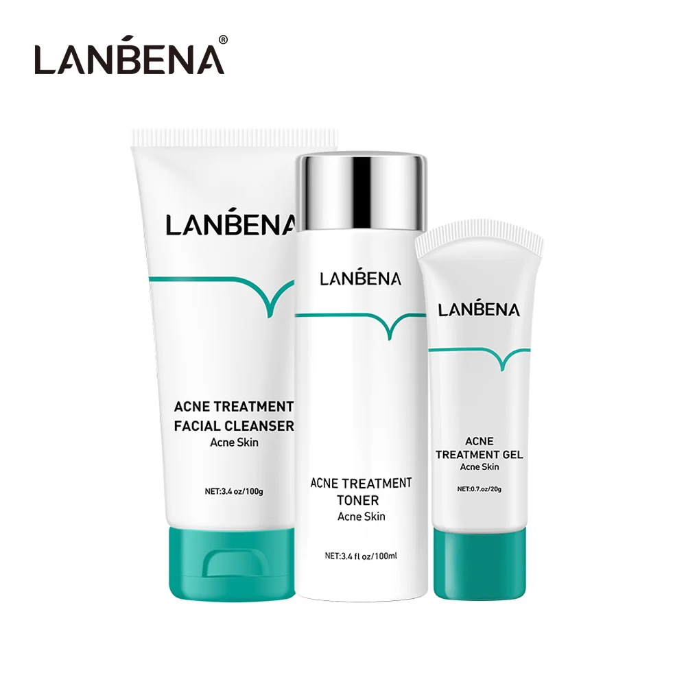 

Набор для лечения акне LANBENA, 3 шт., восстанавливающий, восстанавливающий, средство для ухода за кожей, крем для лица, очищающее и очищающее сре...