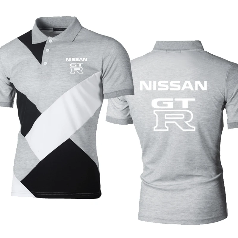 

Casual trend Mens short sleeve GTR Car Logo Printing Summer Splicing Mens POLO shirt High Quality Cotton POLO shirt