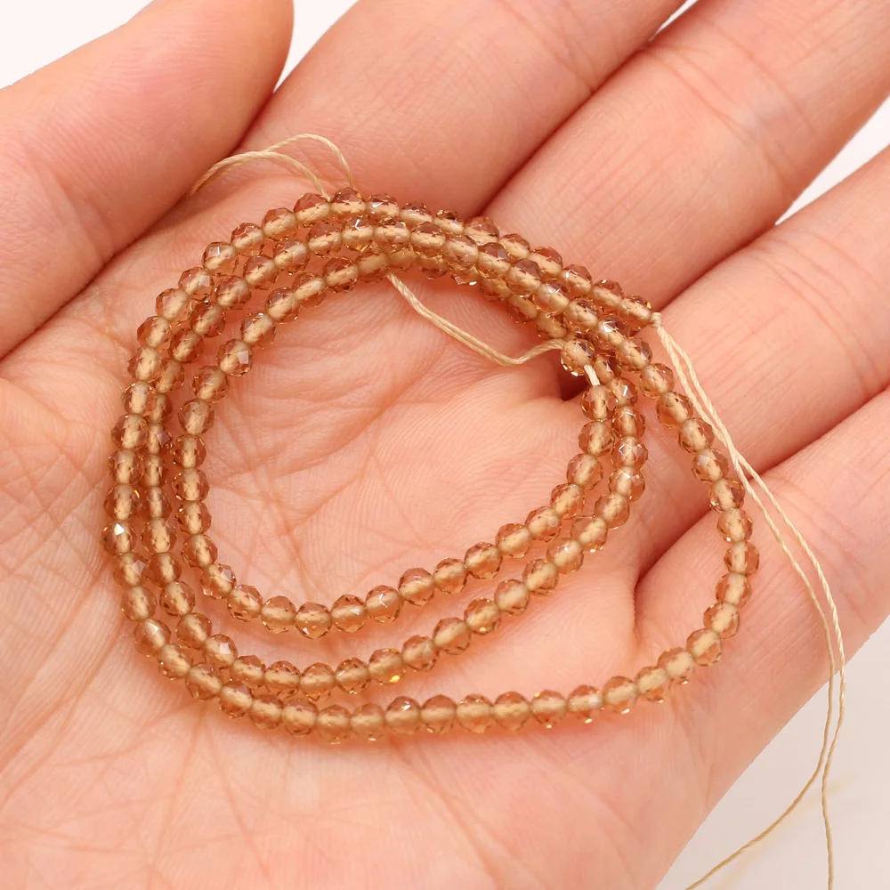 

Small Beads Light Brown Round Natural Semi-Precious Stone Spinel For Holiday Gift Jewelry Making Necklace DIY Bracelet 3mm
