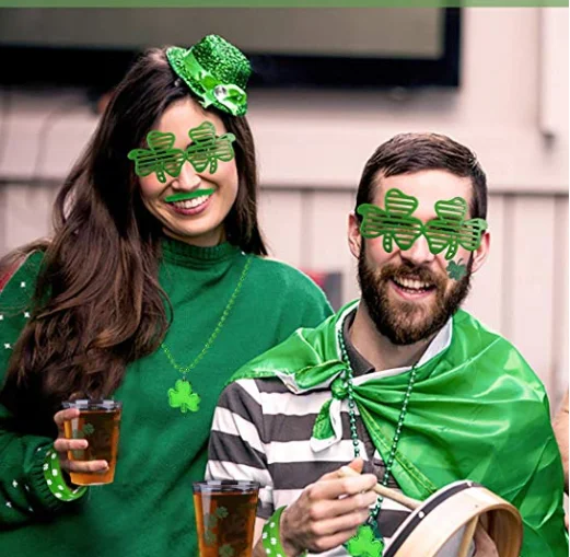 3 шт./лот повязка на голову с зеленой шляпой очки изображением счастливой травы