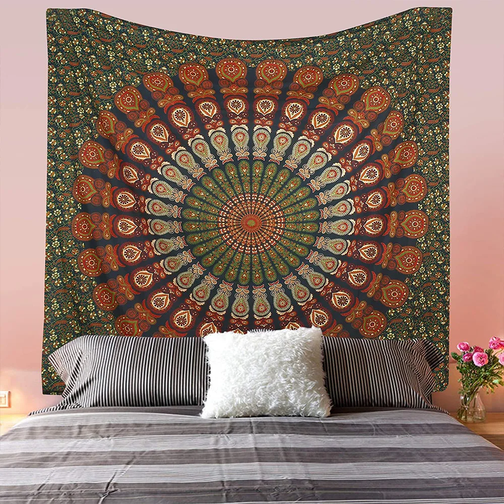 India Mandala Art Tapestry Wall Hanging Boho Decor Wall Cloth Tapestries Psychedelic Hippie Decorative Mandala Wall Carpet