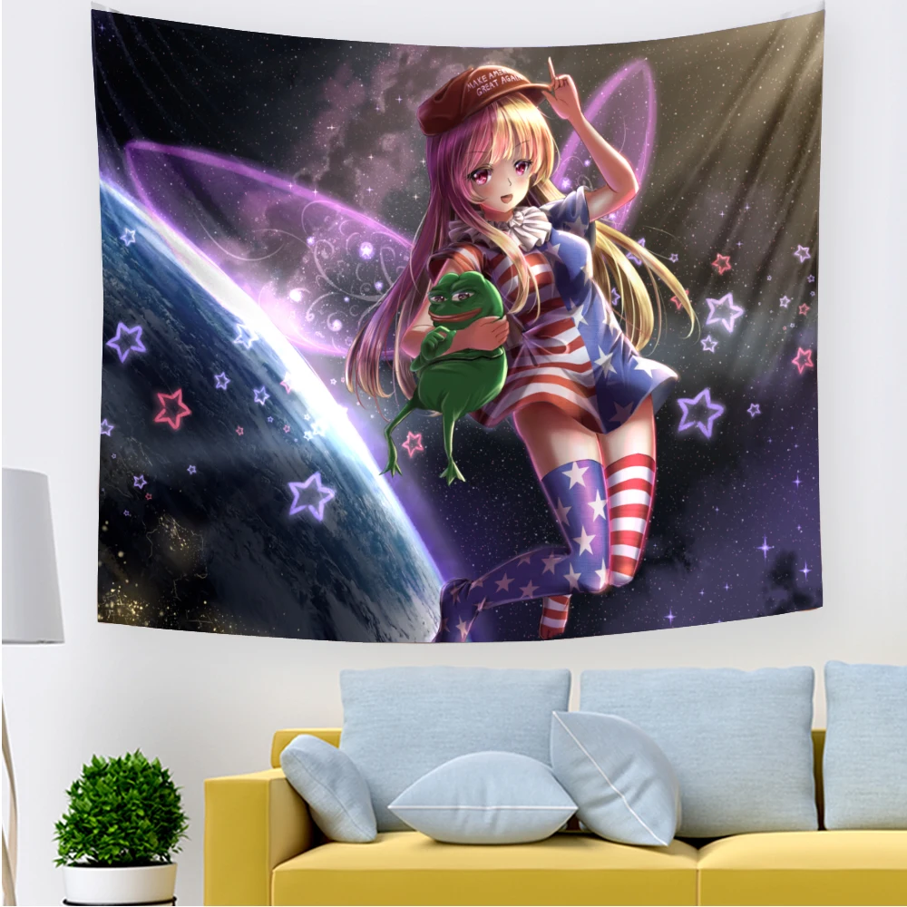 Красивый гобелен с 3D рисунком из мультфильма розовый на стену для девушек в стиле