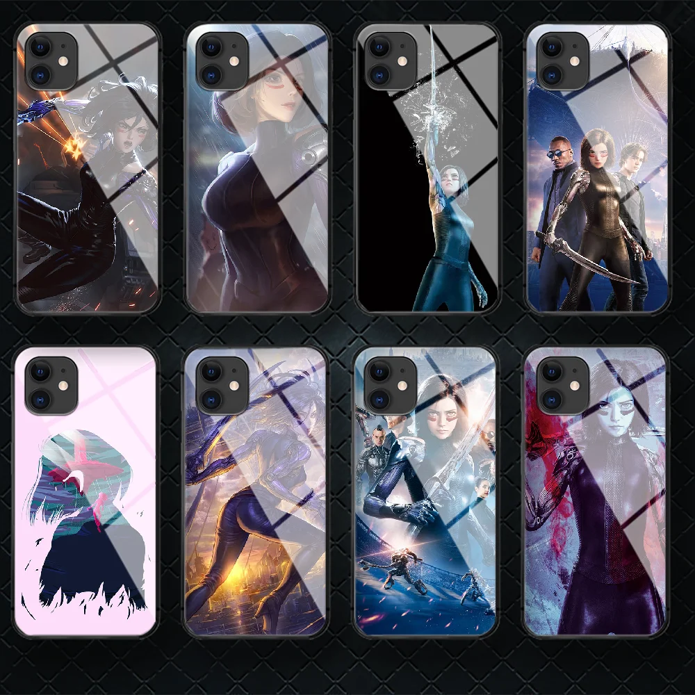 

Goddess Of Battle-Alitas Tempered Glass Phone Case Cover For IPhone 5 6 7 8 11 12 S Plus Xr X Xs Pro Max Mini Se 2020 Black Cell