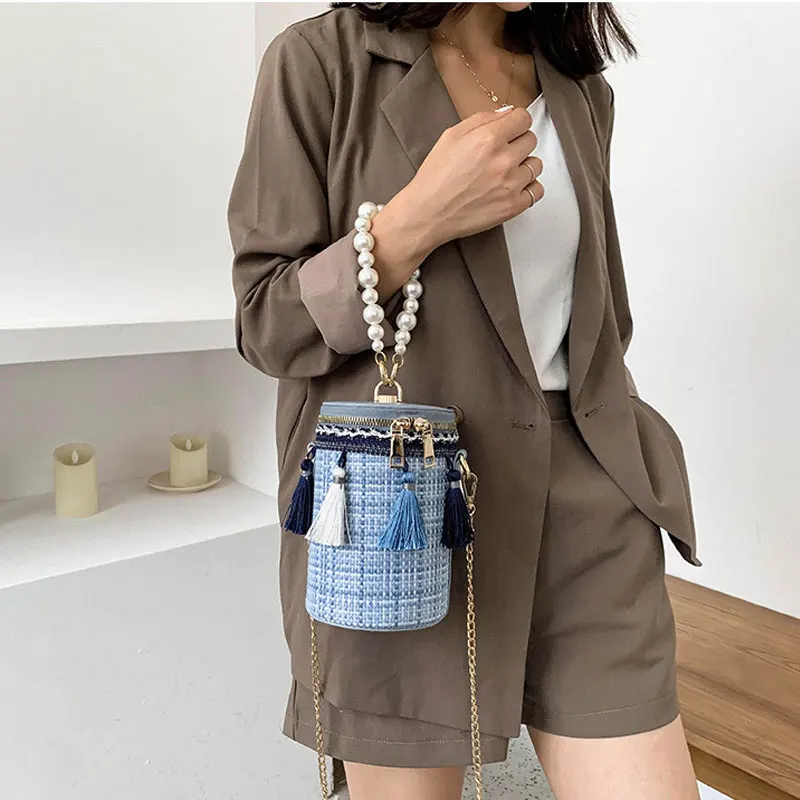 

YoReAi Tassel Straw+leather Handbag Women Summer Rattan Bag Handmade Woven Beach Bohemia Shoulder Diagonal Bags New Fashion