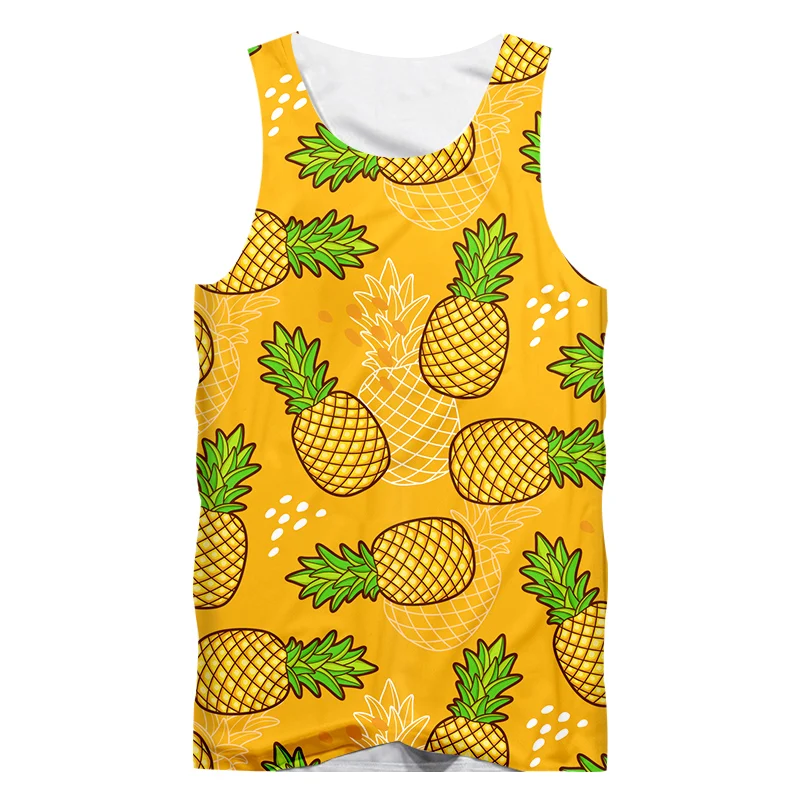 

Men's 3D Tank Top Orange Pineapple Print Casual Plus Size Sweatshirt Men's Leaves Casual Fitness Sleeveless Shirt Dropshipping
