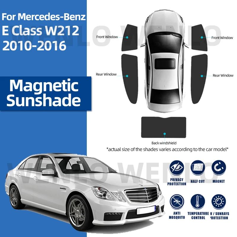 

For Mercedes Benz E Class W212 2010-2016 Glass Mesh Windshield Curtain Car Magnetic Sunshield Interior Sunshade Window Sun Visor