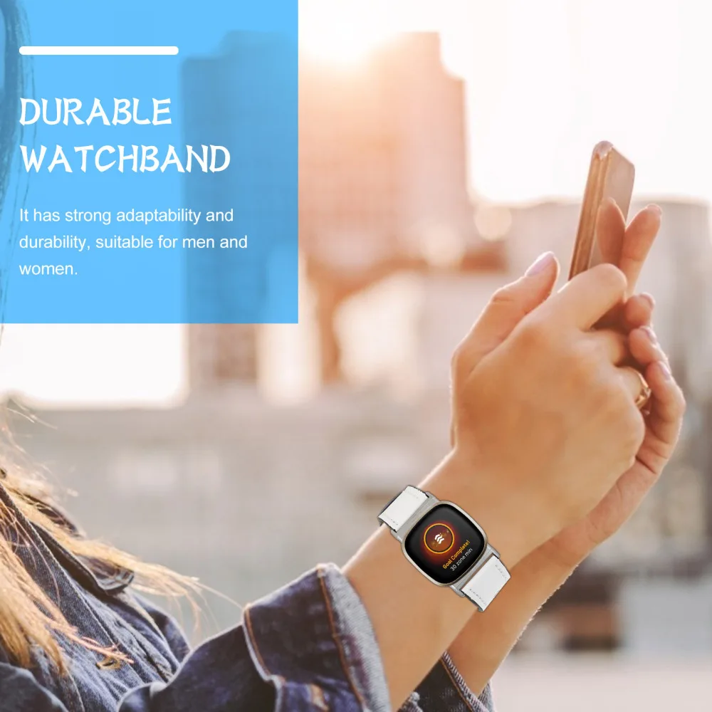 

1pc Fashionable Leather Watchband Wristwatch Strap Compatible with Fitbit Versa3