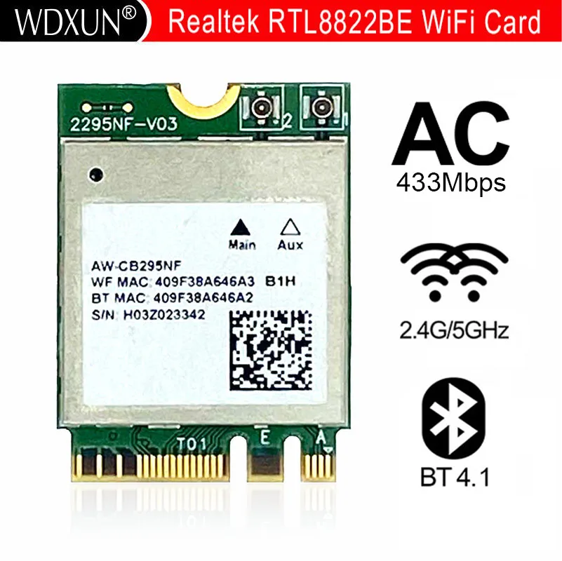 WDXUN Realtek RTL8822BE 802.11AC 2 4 ГГц/5 ГГц Wi-Fi Bluetooth 1 NGFF беспроводной адаптер M.2 карта |