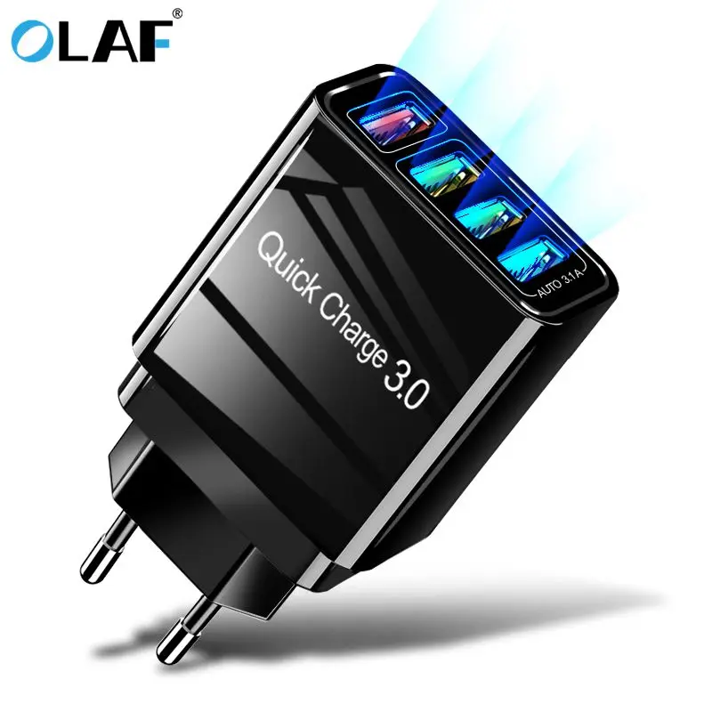 Олаф Quick Charge 3,0 USB зарядное устройство EU/US/UK вилка настенный мобильный телефон быстрое зарядное устройство для iPhone 7 XS samsung S8 4 порта адаптер QC 3,0