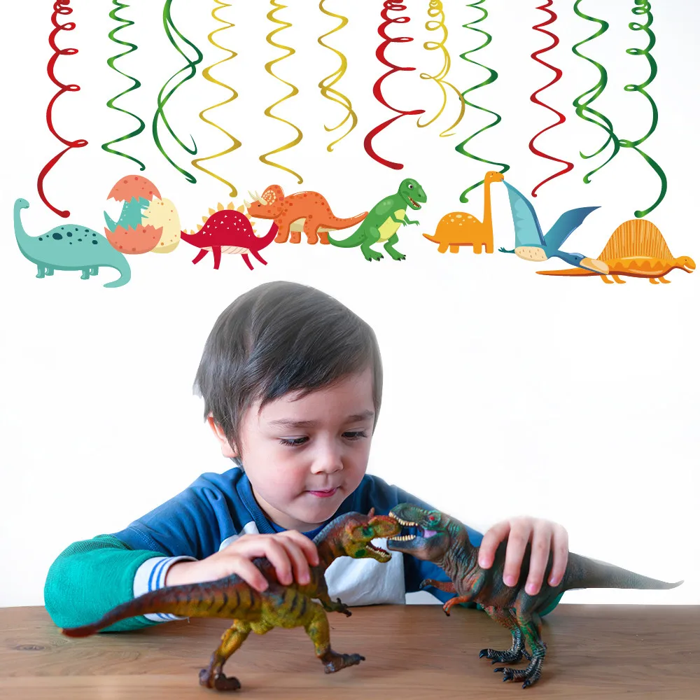 

Baby Shower Dinosaur PVC Ceiling Hanging Swirls RAWR Theme Party Decorations Haning Spirals Kids Happy Birthday Party Supplies