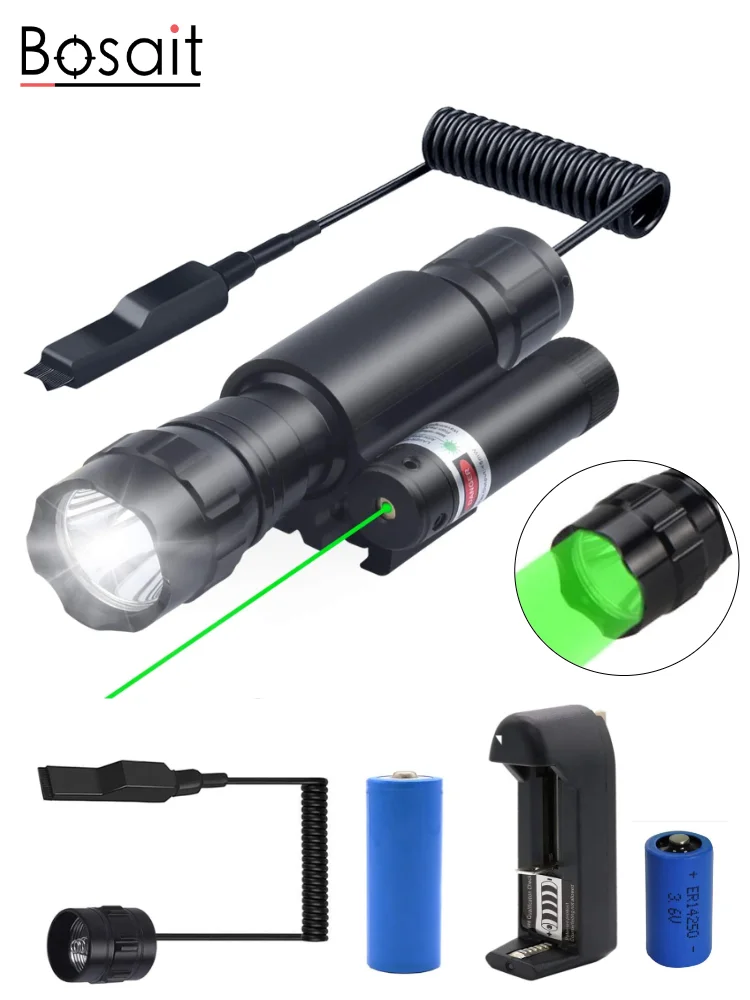 Rfile Охота светильник зеленый красный лазерный прицел вспышка комбо тактический